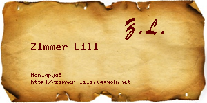 Zimmer Lili névjegykártya
